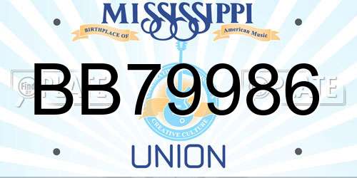 BB79986 Mississippi License Plate