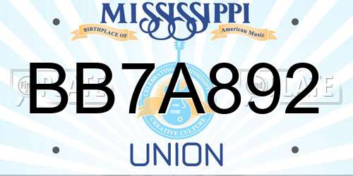 BB7A892 Mississippi License Plate