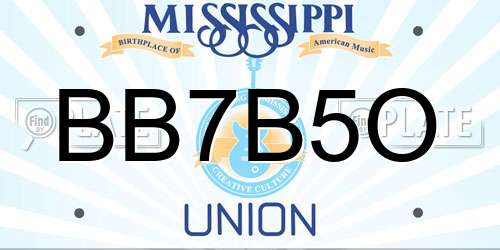 BB7B5O Mississippi License Plate