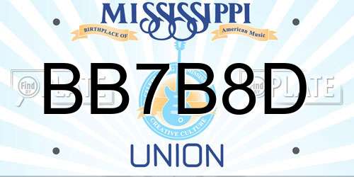 BB7B8D Mississippi License Plate
