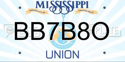 BB7B8O Mississippi License Plate
