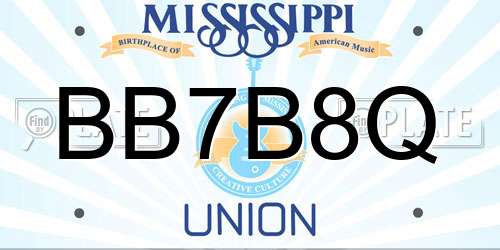 BB7B8Q Mississippi License Plate