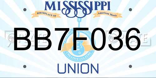 BB7F036 Mississippi License Plate
