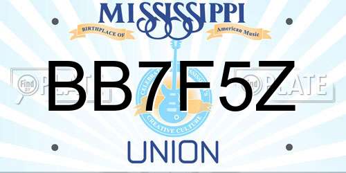 BB7F5Z Mississippi License Plate