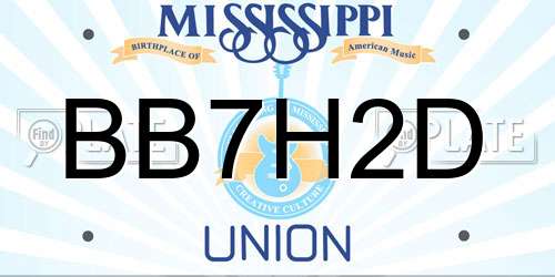 BB7H2D Mississippi License Plate