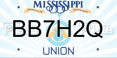 BB7H2Q Mississippi License Plate