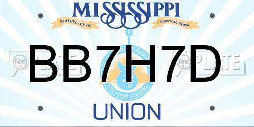 BB7H7D Mississippi License Plate