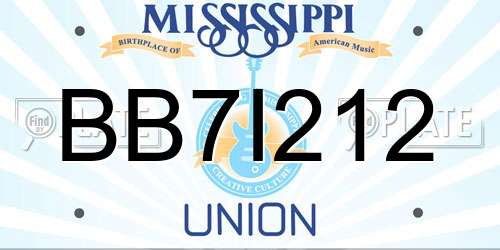 BB7I212 Mississippi License Plate