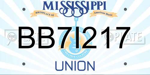 BB7I217 Mississippi License Plate
