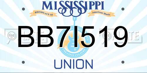 BB7I519 Mississippi License Plate