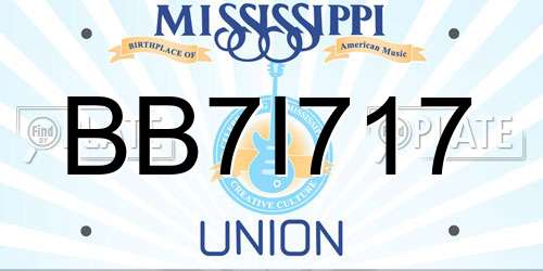 BB7I717 Mississippi License Plate