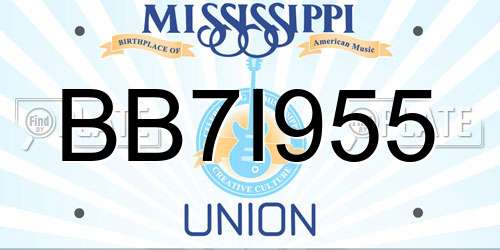BB7I955 Mississippi License Plate