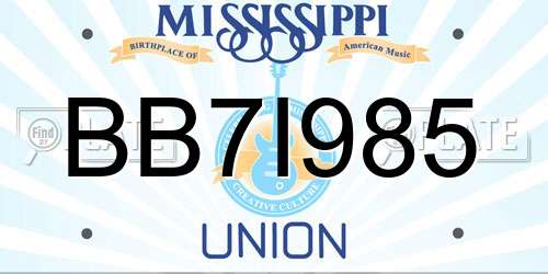 BB7I985 Mississippi License Plate