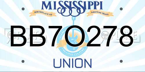BB7O278 Mississippi License Plate