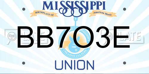 BB7O3E Mississippi License Plate