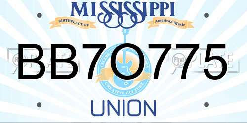 BB7O775 Mississippi License Plate