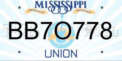 BB7O778 Mississippi License Plate