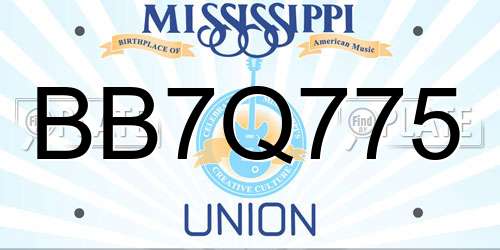 BB7Q775 Mississippi License Plate