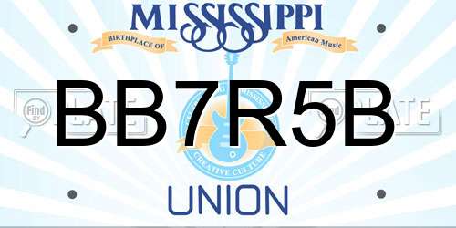 BB7R5B Mississippi License Plate