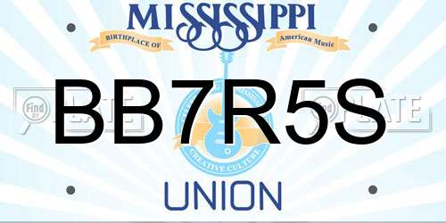 BB7R5S Mississippi License Plate