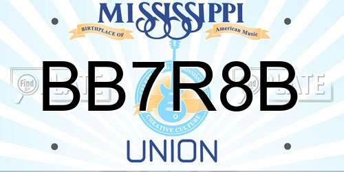 BB7R8B Mississippi License Plate