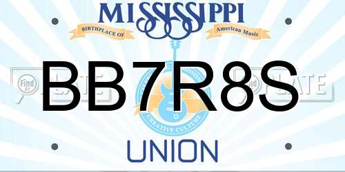 BB7R8S Mississippi License Plate