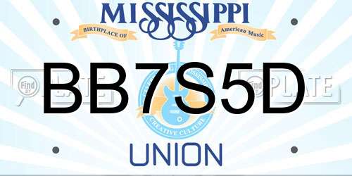 BB7S5D Mississippi License Plate