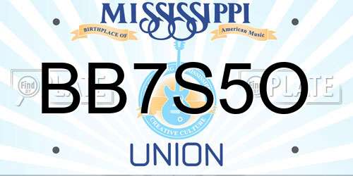 BB7S5O Mississippi License Plate