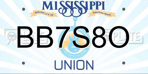 BB7S8O Mississippi License Plate