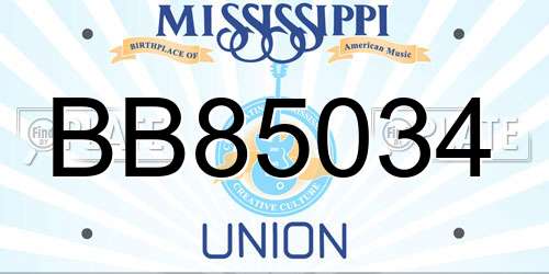 BB85034 Mississippi License Plate