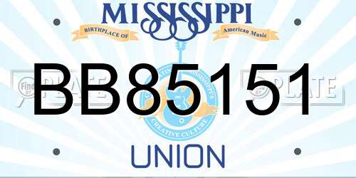 BB85151 Mississippi License Plate