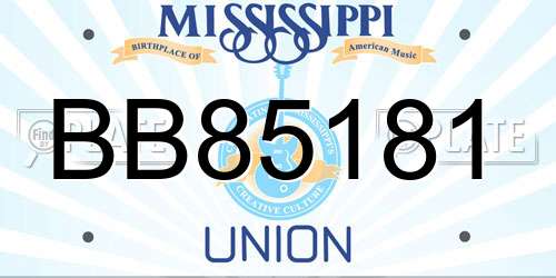 BB85181 Mississippi License Plate