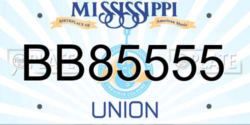 BB85555 Mississippi License Plate