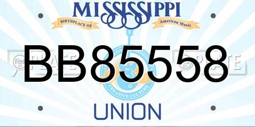 BB85558 Mississippi License Plate