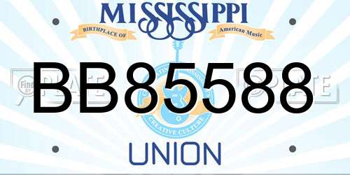 BB85588 Mississippi License Plate