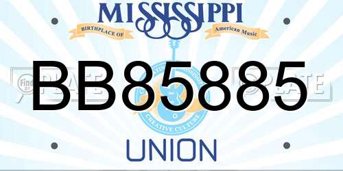 BB85885 Mississippi License Plate
