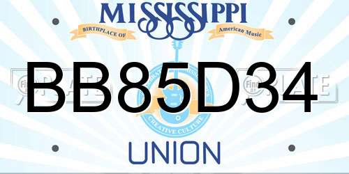 BB85D34 Mississippi License Plate