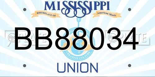 BB88034 Mississippi License Plate