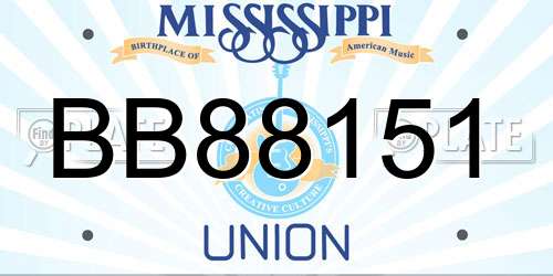 BB88151 Mississippi License Plate