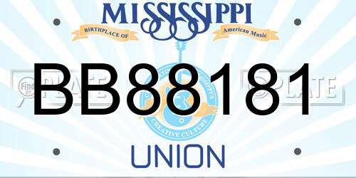 BB88181 Mississippi License Plate