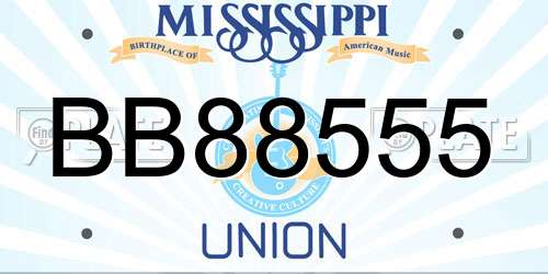 BB88555 Mississippi License Plate