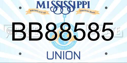 BB88585 Mississippi License Plate