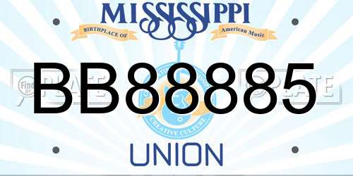 BB88885 Mississippi License Plate