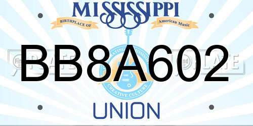 BB8A602 Mississippi License Plate