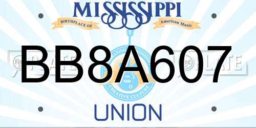 BB8A607 Mississippi License Plate