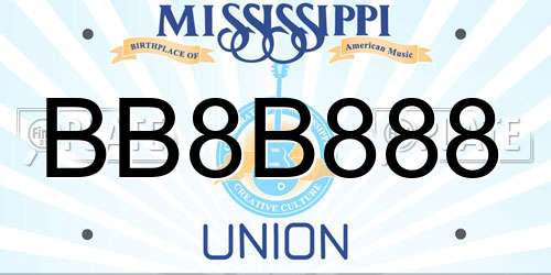 BB8B888 Mississippi License Plate