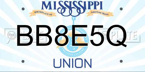 BB8E5Q Mississippi License Plate