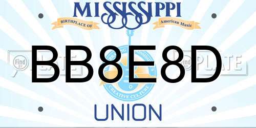 BB8E8D Mississippi License Plate