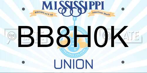 BB8H0K Mississippi License Plate