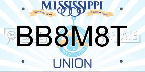 BB8M8T Mississippi License Plate